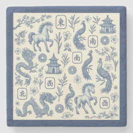 Year of the Horse Mahjong Toile Stone Coaster ストーンコースター