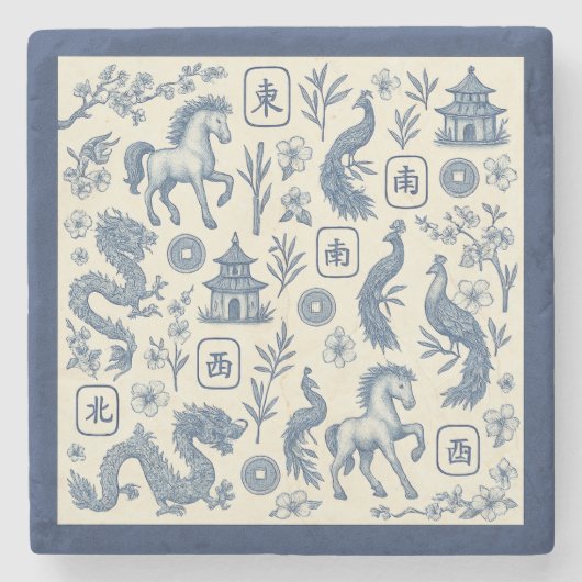 Year of the Horse Mahjong Toile Stone Coaster ストーンコースター (正面)