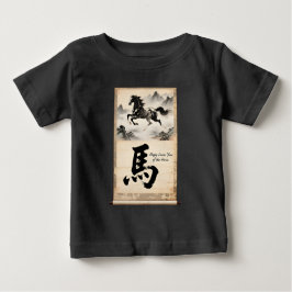 Year of the Horse Scroll: Traditional Chinese Art ベビーTシャツ