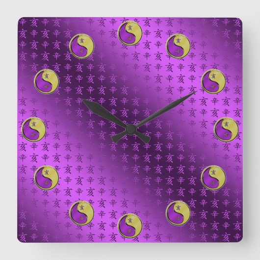 Year of the Metal Boar スクエア壁時計 (正面)