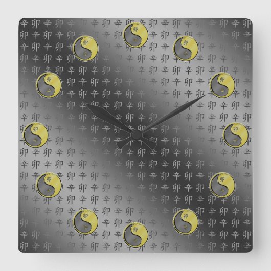 Year of the Metal Rabbit スクエア壁時計 (正面)