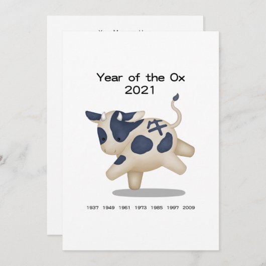 Year of the Ox Cute〔占星術の〕十二宮図2021 パーソナライズされた (正面/裏面)