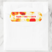 Year of the Pig 2019《写真》ぼけ味・バナー 楕円形シール (バッグ)