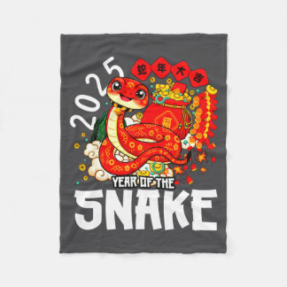 Year Of The Snake 2025 Chinese New Year 2025 Red S フリースブランケット