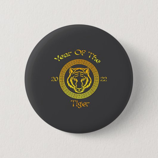 Year Of The Tiger 2022 Circular Asian Chinese New  缶バッジ (正面)