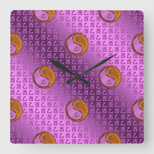 Year of the Wood Rooster スクエア壁時計 (正面)