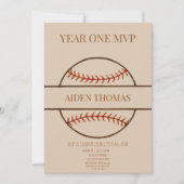 Year One MVP Baseball First Birthday Invitation 招待状 (正面)