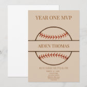Year One MVP Baseball First Birthday Invitation 招待状 (正面/裏面)