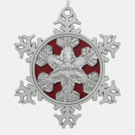 Year Pewterエレガント Snowflake Framed実在オーナメント スノーフレークピューターオーナメント