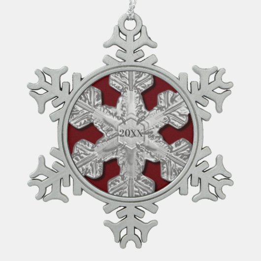 Year Pewterエレガント Snowflake Framed実在オーナメント スノーフレークピューターオーナメント (正面)