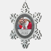 Year Specific Silver結婚のアニバーリー写真 スノーフレークピューターオーナメント (右)