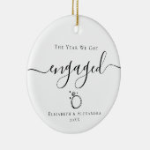 Year we got engaged couple names year photo セラミックオーナメント (右)