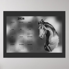 Yearly Calendar Beautiful Stallion Horse ポスター