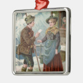 YearMountain幸せで新しい場面を望みます メタルオーナメント (左)