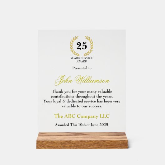 Years Services賞 アクリルサイン (正面)