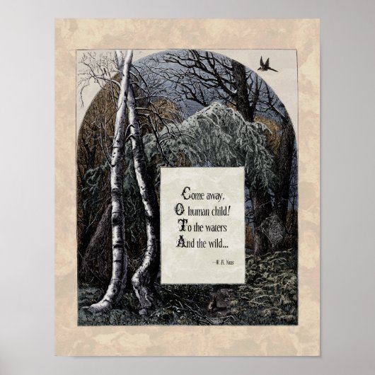 Yeats "盗まれた子"アートビクトリアン詩11x14 ポスター (正面)