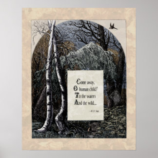 Yeats "盗まれた子"アートビクトリアン詩16x20 ポスター