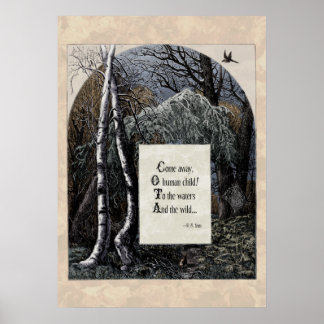 Yeats "盗まれた子"アートビクトリアン詩20x28 ポスター