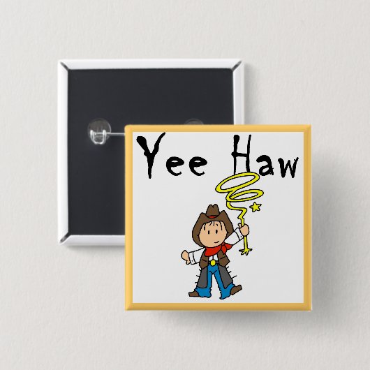 YeeのサンザシのカウボーイのTシャツおよびギフト 缶バッジ (正面&裏面)