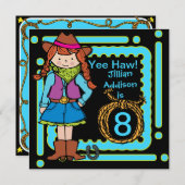 Yeeのサンザシの女性のカーボーイによってカスタマイズ誕生日の招待 招待状 (正面/裏面)