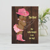 Yeeサンザシ! 民族の女性のカーボーイの素朴なベビーシャワー 招待状 (スタンド正面)