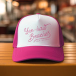 Yee-hawビーチカスタムMatching Spring Break キャップ<br><div class="desc">春休みのカリンとボフタウンのトラック運転手のチームのアンサースタイル!砂漠の夕日として素晴らしいとして、これらの帽子の上に通常の溝は、ストラップは、ボホの雰囲気で飛び散った。あなたの名前や生意気なスローガンが西インスパイアフォントの泡立つ前に燃え上がり、ウィスペリンの「イェーー、ー、ー、ー、ビーチ!」とウィンクで輝く。</div>