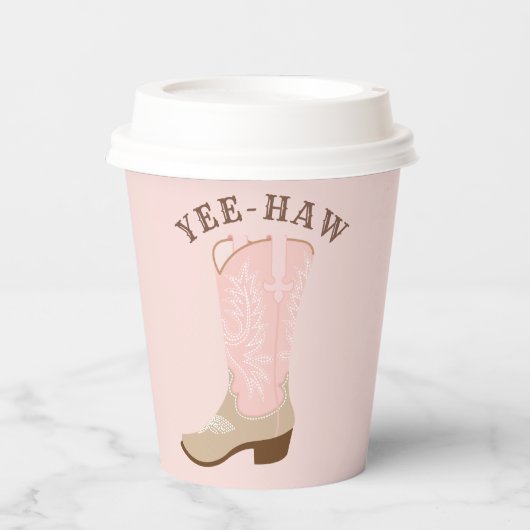 YEE-HAWピンク女性のカーボーイブーツ 紙コップ (正面)