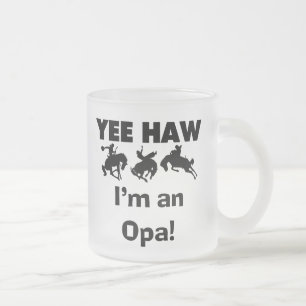 Yee Haw私はOpa Tシャツとギフトだ フロストグラスマグカップ