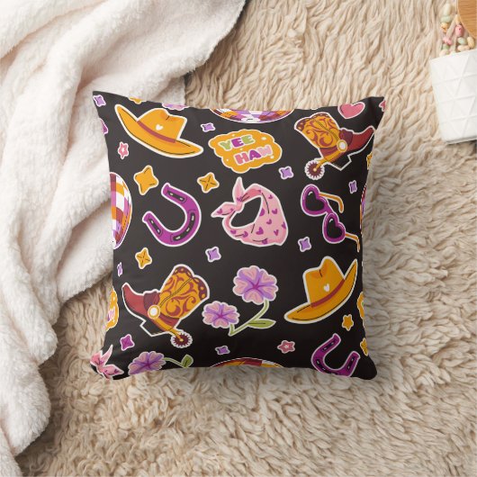 Yee Haw Cowboy Boots Hat Deco クッション (ブランケット)