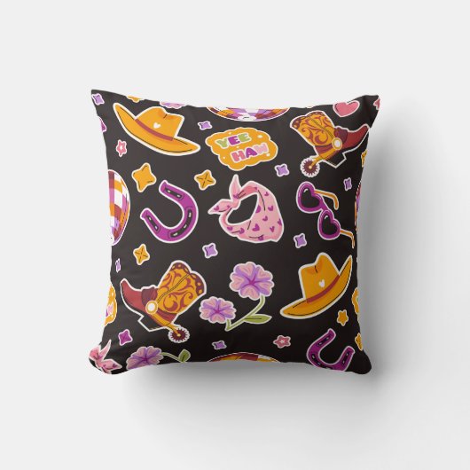 Yee Haw Cowboy Boots Hat Deco クッション (正面)