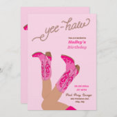 Yee-Haw Cowgirl Birthday 招待状 (正面/裏面)