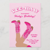 Yee-Haw Cowgirl Boots Birthday 招待状 (正面)