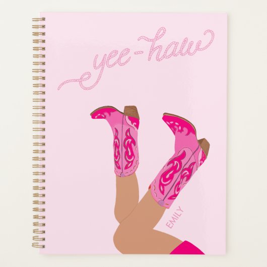 Yee-Haw Cowgirl Boots Custom Name プランナー手帳 (正面)