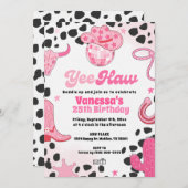 Yee Haw Disco Cowgirl Space Rodeo Country Birthday 招待状 (正面/裏面)