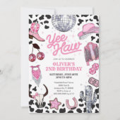 Yee Haw Girl Rodeo Retro Disco Cowgirl Birthday 招待状 (正面)