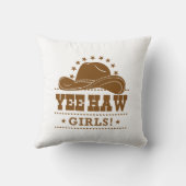 Yee Haw Girls Cowgirl Hat Design クッション (裏面)