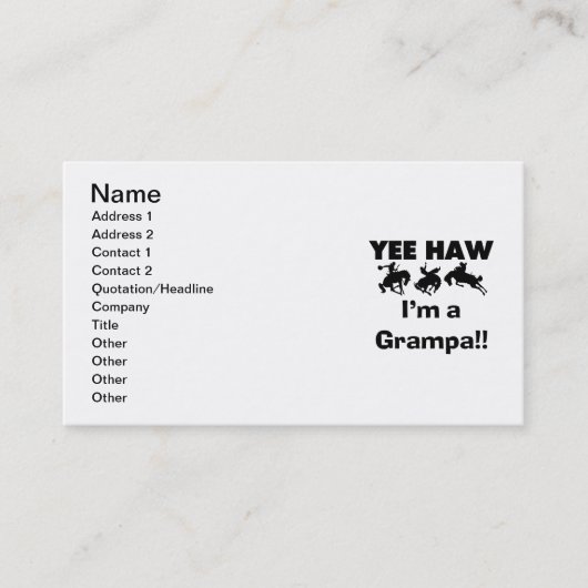 Yee Haw I'm a Grampa T-shirts and Gives 名刺 (正面)