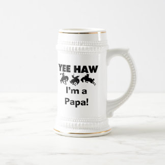 Yee Haw I'm a Papa T-shirts and GIfts ビールジョッキ