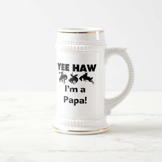 Yee Haw I'm a Papa T-shirts and GIfts ビールジョッキ (右)