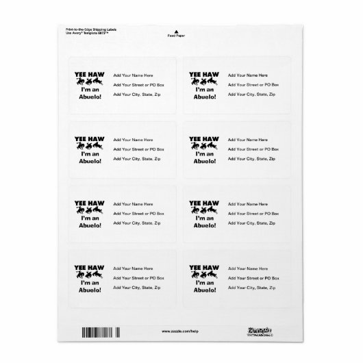 Yee Haw I'm an Abuelo T-shirts and Gift ラベル (フルシート)