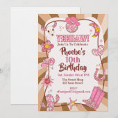 Yee Haw! Retro Disco Cowgirl Rodeo Birthday Party  招待状 (正面/裏面)