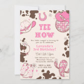 Yee Haw Rodeo女性のカーボーイ3th birthday photo 招待状 (正面)