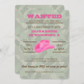 YEEHAW! ピンクの女性のカーボーイの誕生日のパーティの招待状 招待状 (正面/裏面)