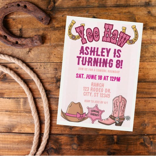 YEEHAW cowgirl roundup birthday party Invitation 招待状