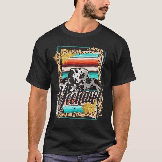 YEEHAW  Leopard Cow Pattern Print Serape Rodeo 1 Tシャツ (正面)