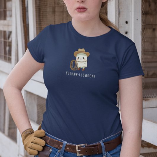 “Yeehaw-lloween!”  Funny Cowboy Ghost Halloween  トライブレンドＴシャツ