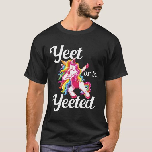 YeetまたはDeeedダビングUnicorn Dankミームスローガン Tシャツ (正面)
