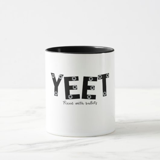 YEET 太字 グレー タイポグラフィ固定弾デザイン マグカップ (中央)