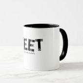 YEET 太字 グレー タイポグラフィ固定弾デザイン マグカップ (正面右)