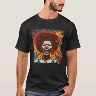 Yelling African American Woman Afro Blackプライド& Tシャツ